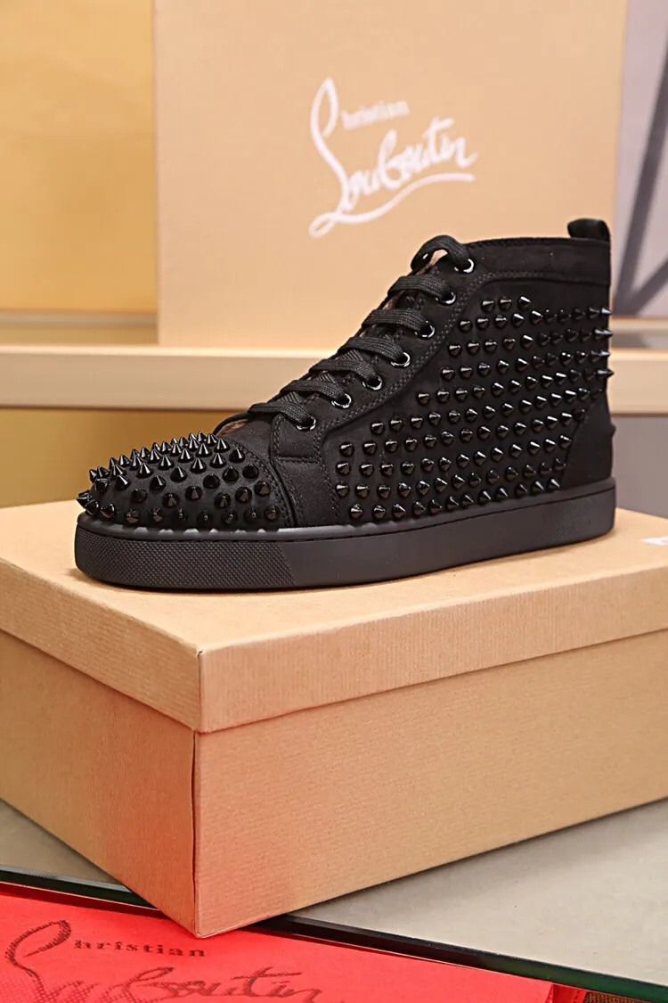 Ex-factory price 480. christian louboutin (CL red sole shoes) counter nail series, high-top casual sneakers for couples 📢 📢 📢 Exclusive hot style release 🎈🎈💪 Movable latex feet 👻 Finished outsole stitching line [satisfied] 😝Female 35-40# Male 38#-46, global supply😝 [Top version]: original imported cowhide upper, top original leather lining, original molded TPU outsole, original 1:1 detail processing, original shoe last, large quantity available from stock,